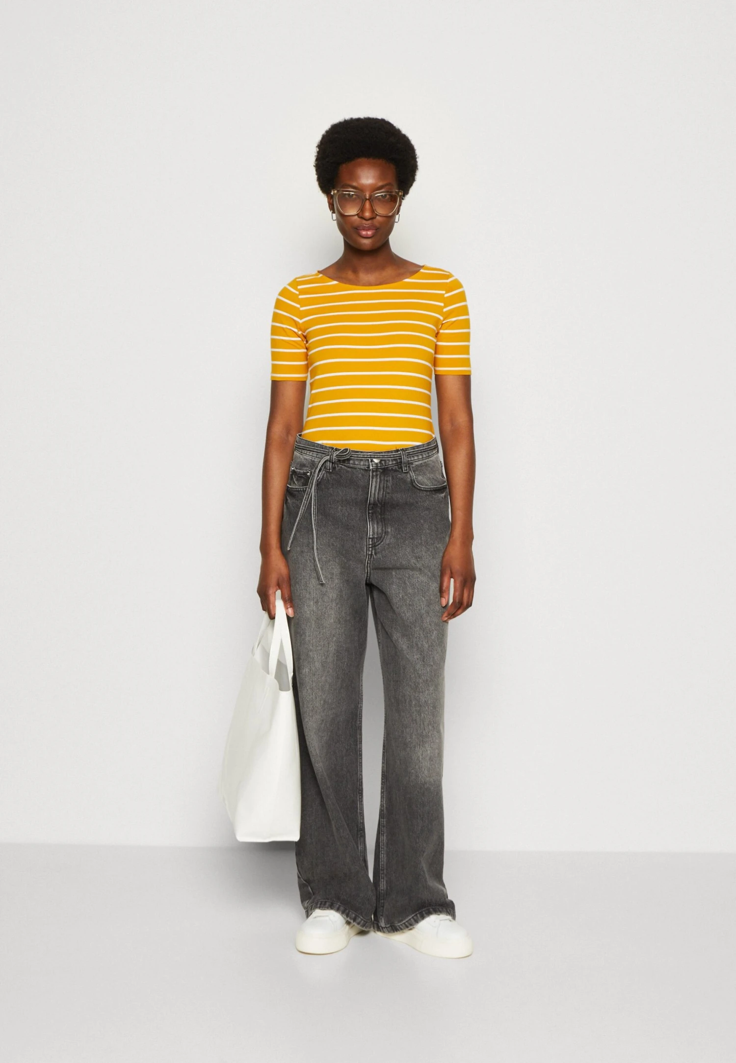 Anna Field T-Shirt Print - Dark Yellow/White