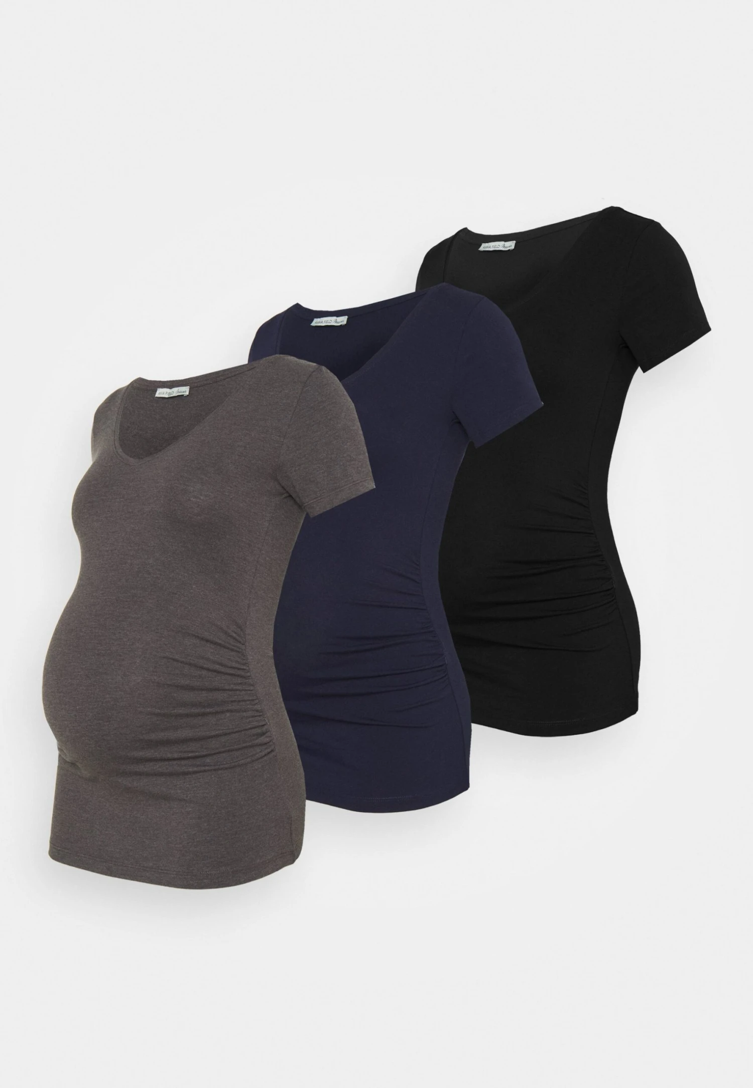 3 Pack - T-Shirt Print - Black /Dark Grey/Dark Blue